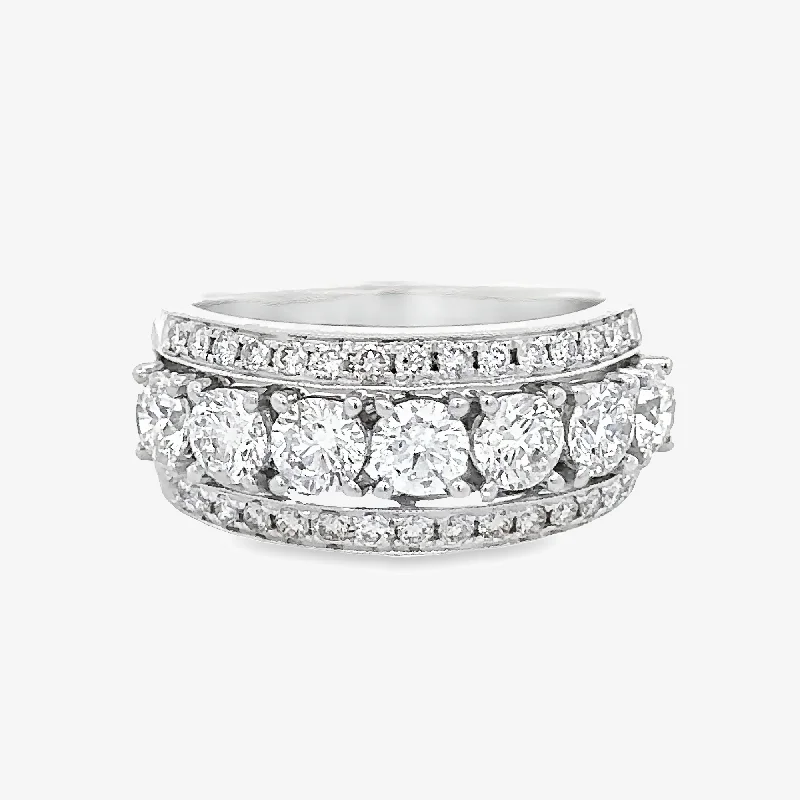 Ladies Rings Sterling Shine-Stacked 3 in 1 Diamond Ring