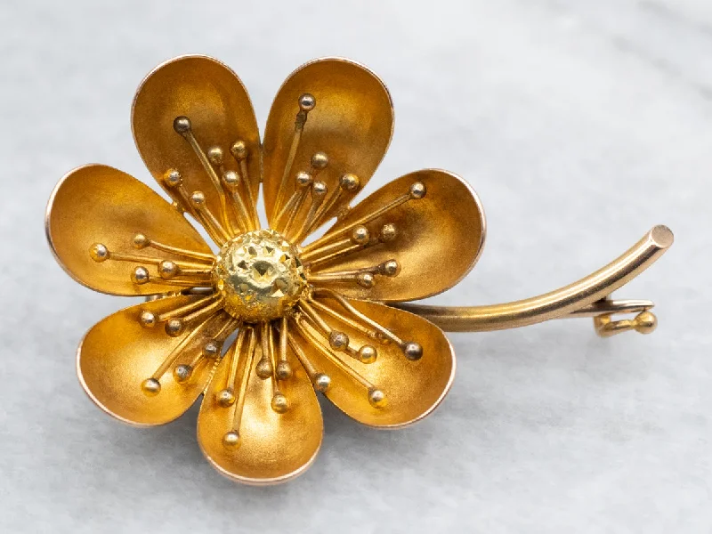 Ladies starlit gleam brooches -Vintage Gold Flower Brooch