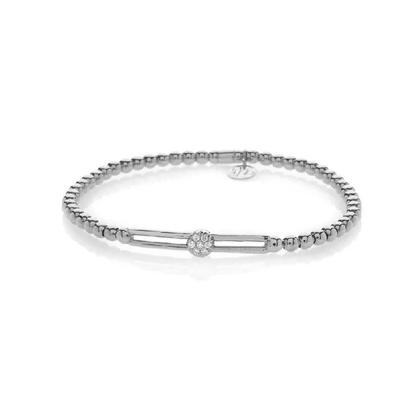 Ladies soothing shine bracelets -Diamond Slide Expandable Bracelet in White Gold by Hulchi Belluni