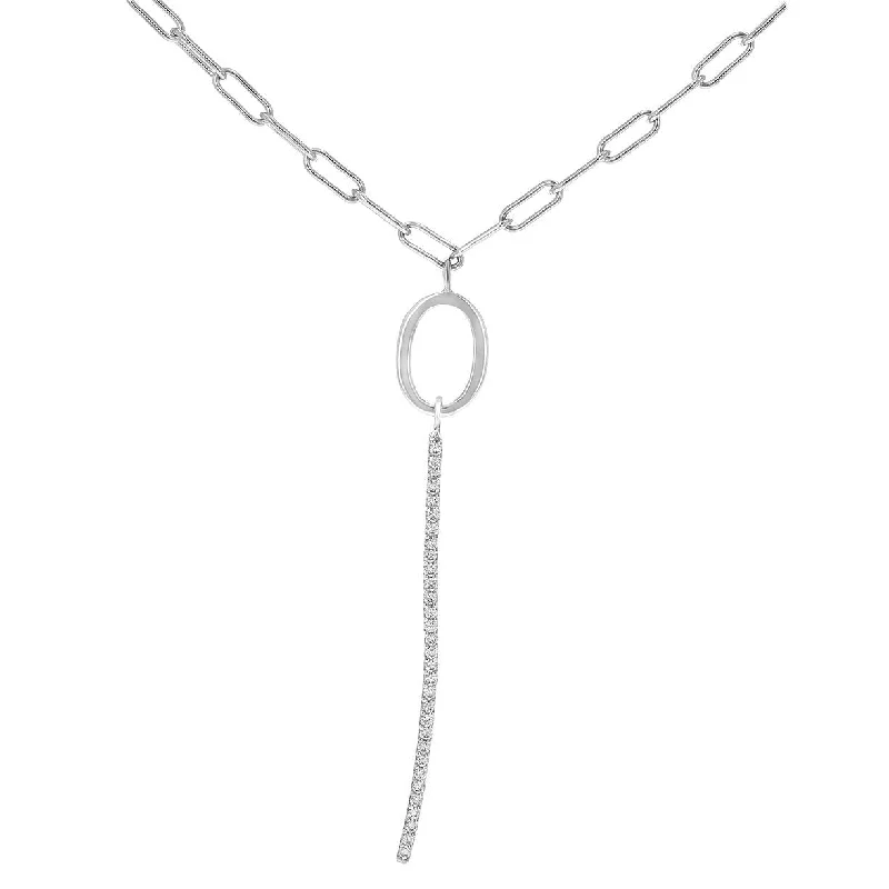 Ladies galaxy gleam necklaces -14KT WHITE GOLD VERTICAL BAR 0.22CT DIAMOND NECKLACE