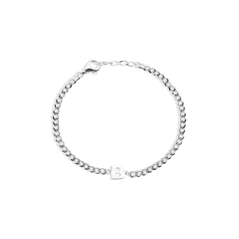 Ladies birthstone shine bracelets -THE SINGLE BLOCK LETTER CURB CHAIN BRACELET