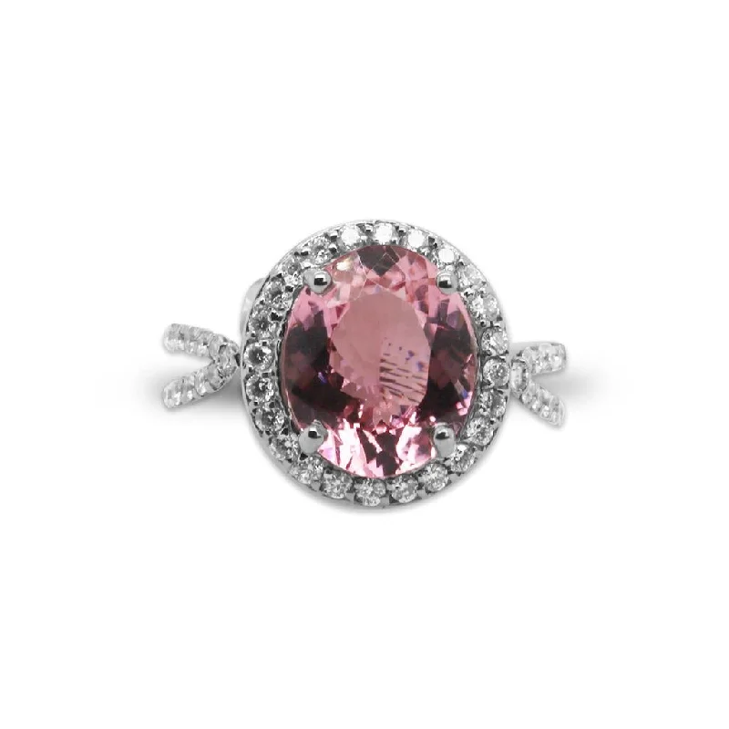 Ladies Rings for Volunteer Glow-14k White Gold Diamond And Morganite Ring