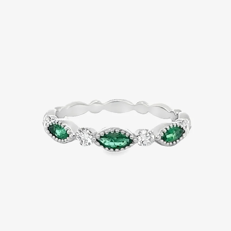 Ladies Rings Flex Shine-1/2 Way Emerald & Diamond Ring