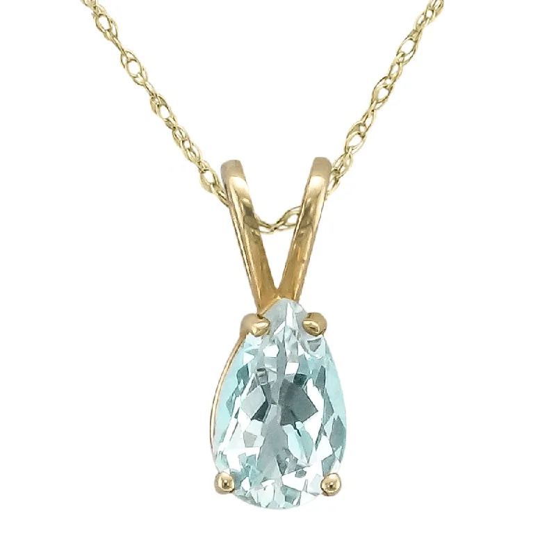 Ladies companion bond necklaces -14KT PEAR SHAPE AQUAMARINE NECKLACE