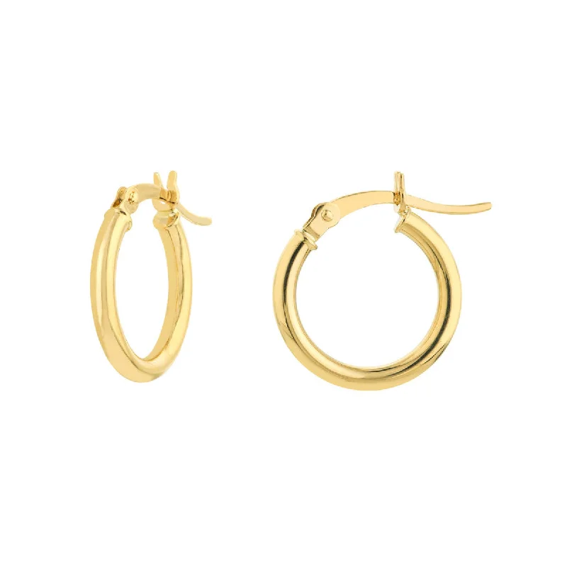 Ladies Earrings with Bloom Spark-Small Yellow Gold 15 Mm Hoop Earrings