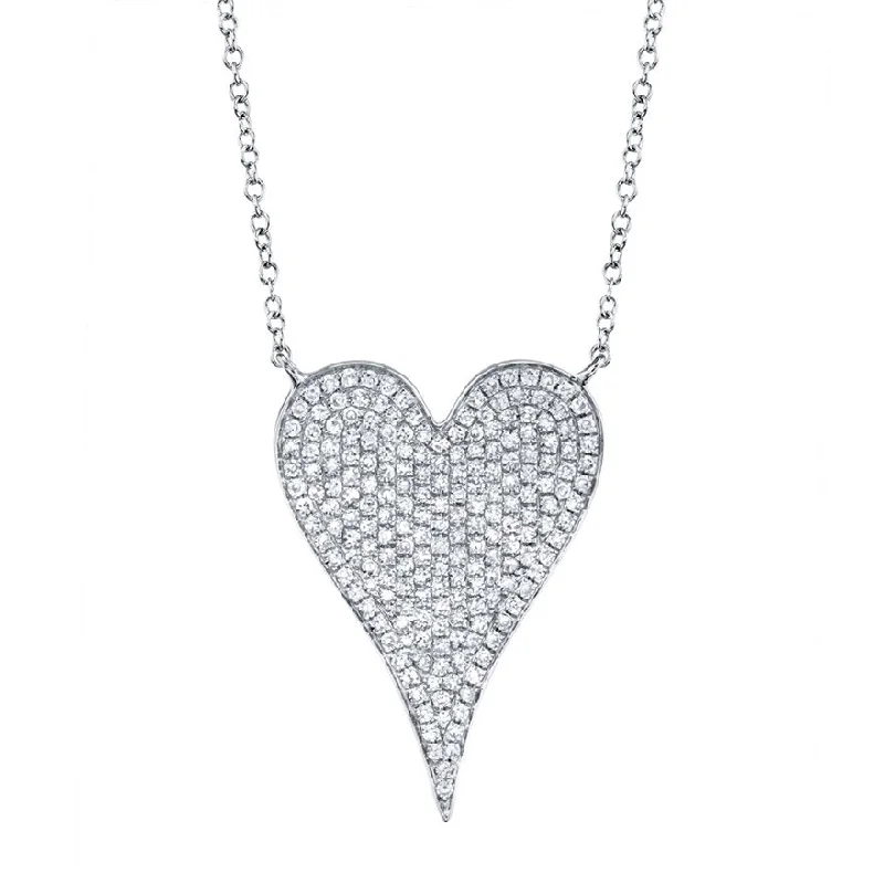 Ladies night shimmer necklaces -14KT GOLD 0.43 CTW DIAMOND PAVE HEART NECKLACE