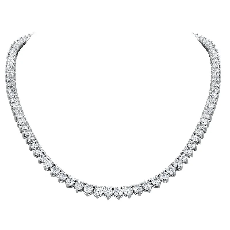 Ladies warm gleam necklaces -14KT White Gold 18.65 CTW Diamond 3 Prong Tennis Necklace