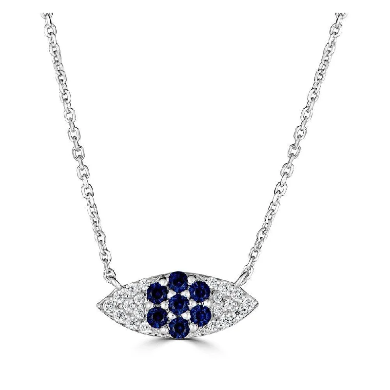 Ladies uplifting flair necklaces -14KT GOLD SAPPHIRE & DIAMOND EVIL EYE NECKLACE