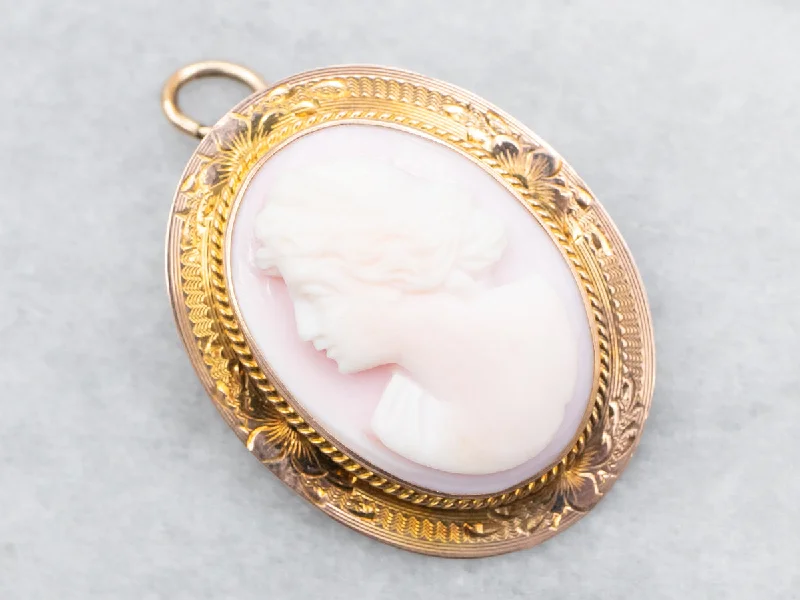 Ladies fiery ruby brooches -Yellow Gold Cameo Brooch or Pendant