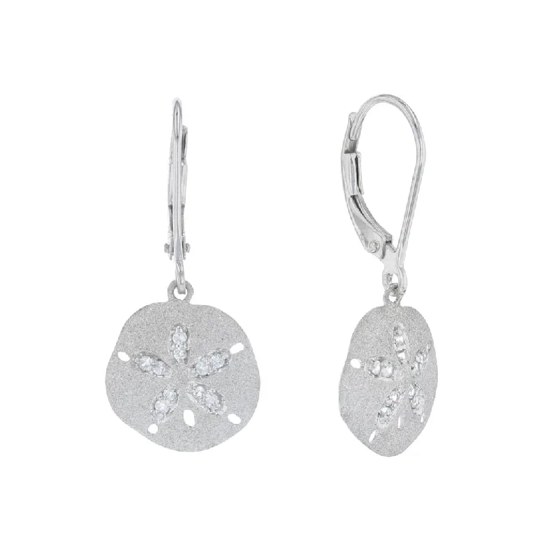 Ladies Earrings with Wing Spark-White Sapphire Sand Dollar Drop Earrings