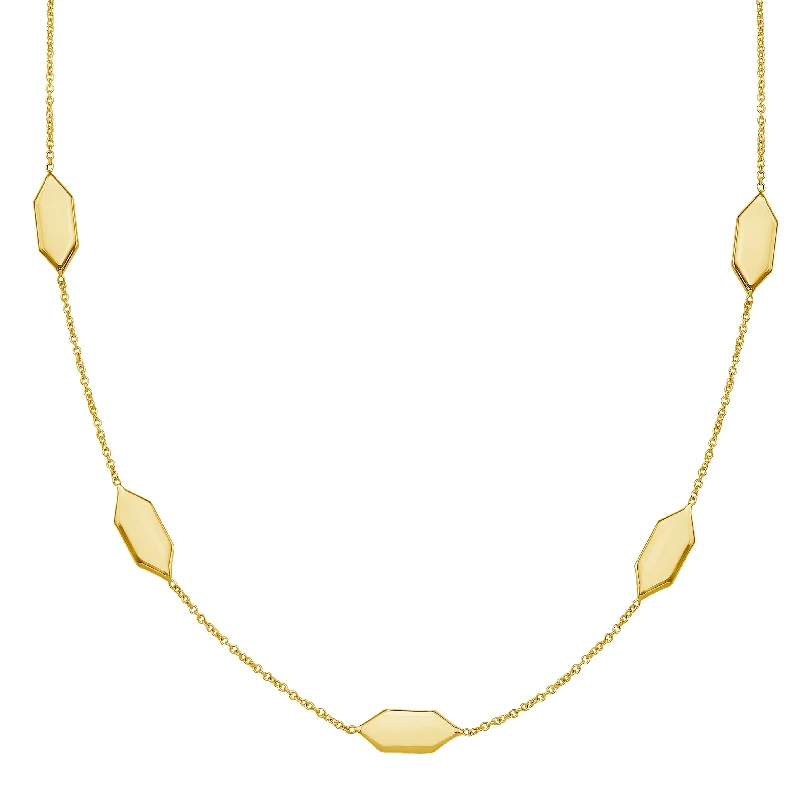 Ladies daily spark necklaces -14K Elongated Hexagon Link Necklace