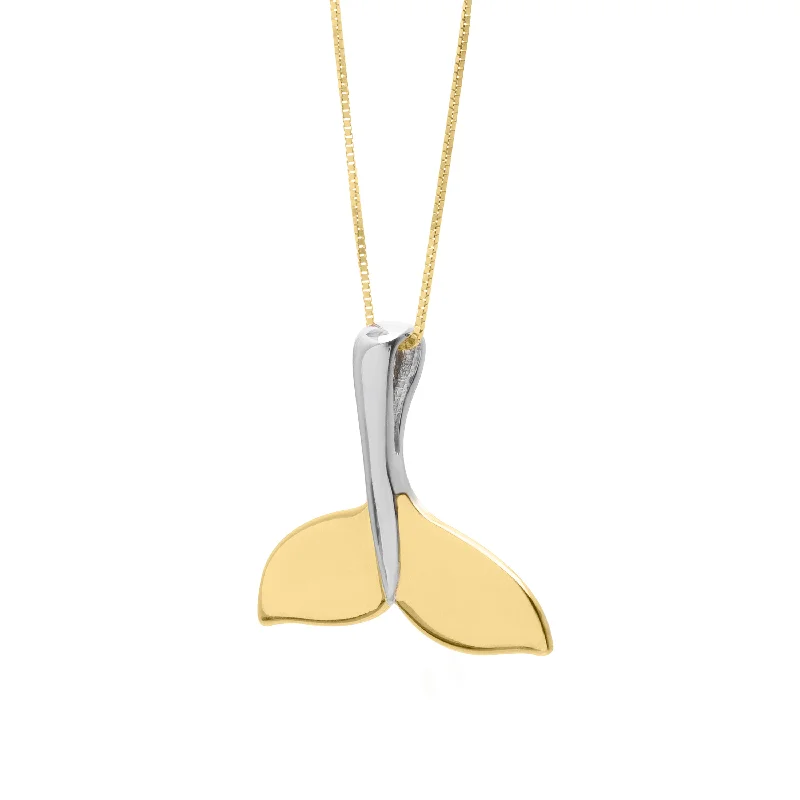 Ladies satin finish necklaces -10K Whale Tail Necklace