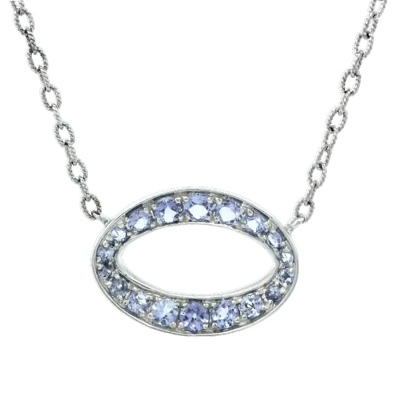 Ladies custom etched necklaces -Tanzanite Necklace In Precious Silver