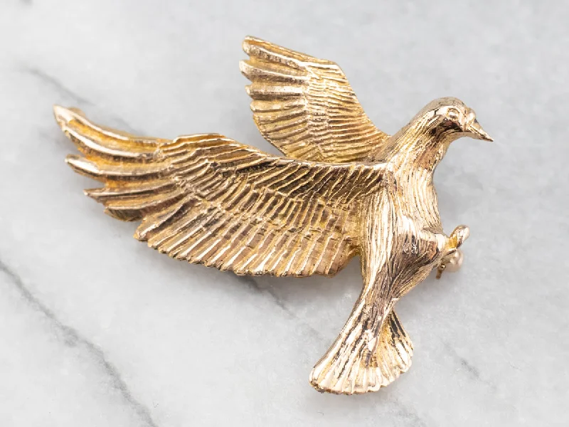 Ladies delicate design brooches -Stunning Golden Dove Brooch