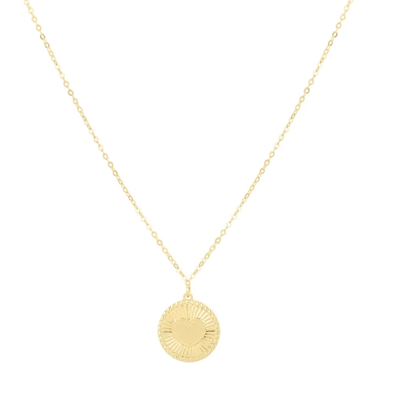 Ladies gala glow necklaces -14K Radiating Heart Medallion Necklace