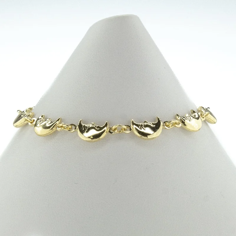 Ladies loving sentiment bracelets -7.5" Long Moon Link Bracelet in 18K Two Yellow Gold