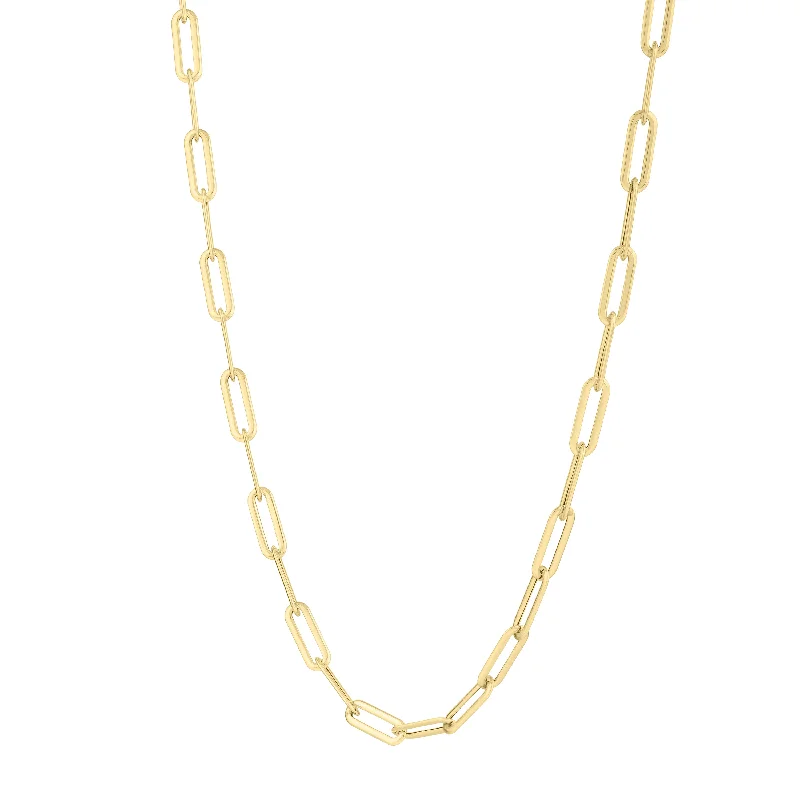 Ladies daring glow necklaces -14K Long Domed Paperclip Necklace