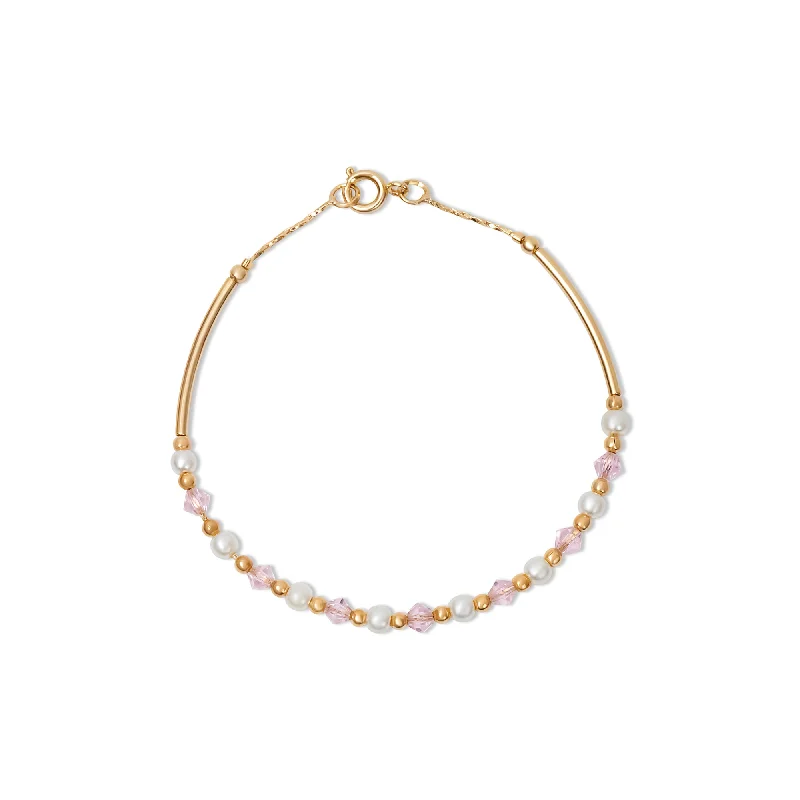 Ladies perfect balance bracelets -THE PINK CRYSTAL PEARL HEIRLOOM BRACELET