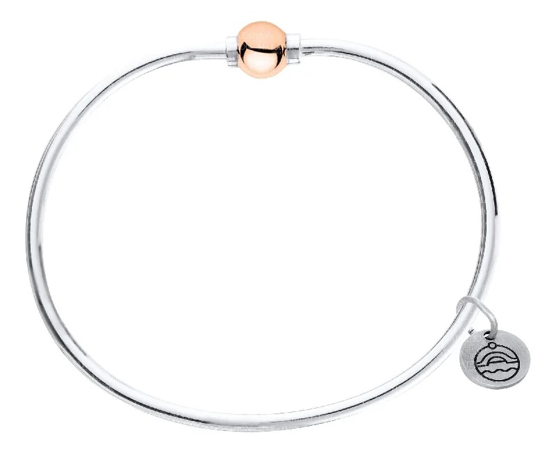 Ladies compass spark bracelets -Authentic Cape Cod Bracelet made by Lestage - Sterling Silver w/ 14k Rose Gold Bead