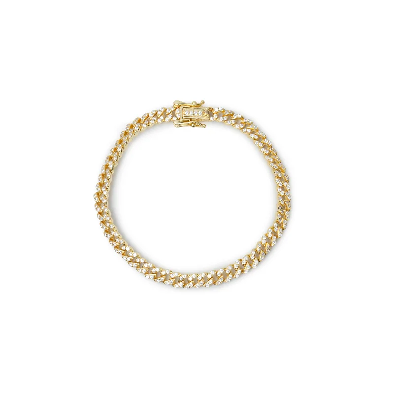 Ladies thick flair bracelets -THE THIN ICED OUT CUBAN LINK BRACELET