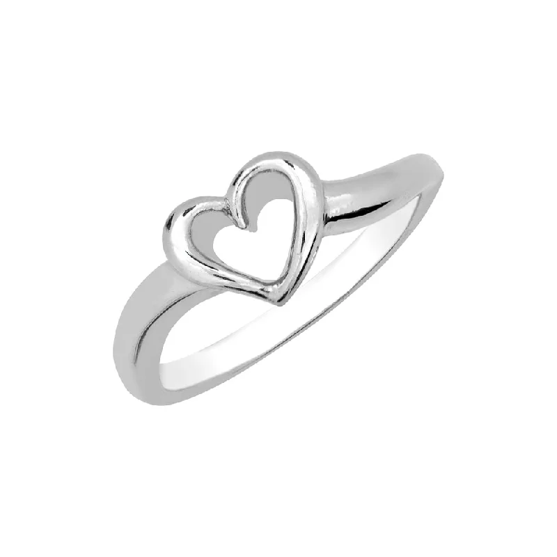 Ladies Rings Braided Shine-Sterling silver open heart ring HB14946SS