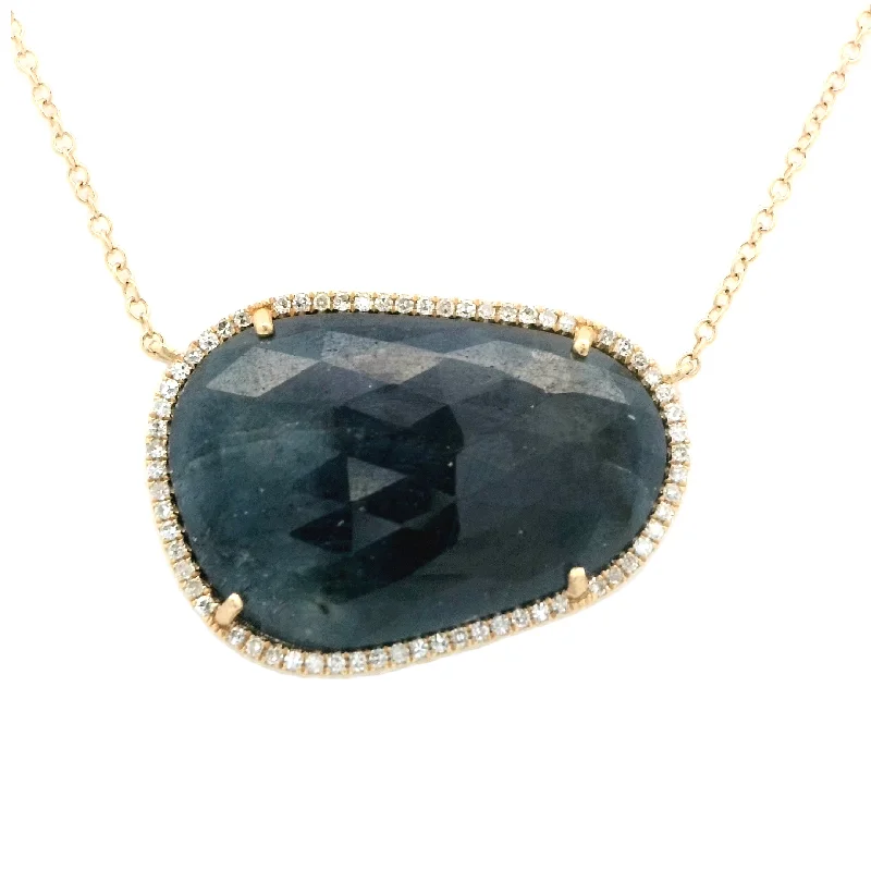 Ladies tender heart necklaces -Blue Sapphire Necklace in Yellow Gold