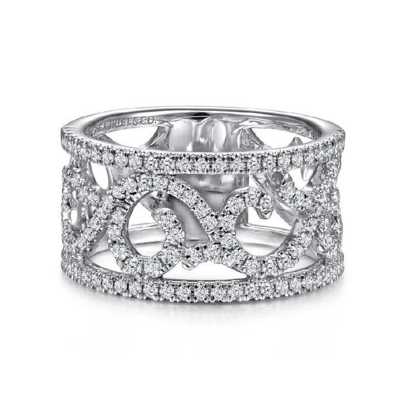 Ladies Rings with Diamond Spark-Gabriel & Co. - LR52050W45JJ - Vintage 14K White Gold Diamond Ring