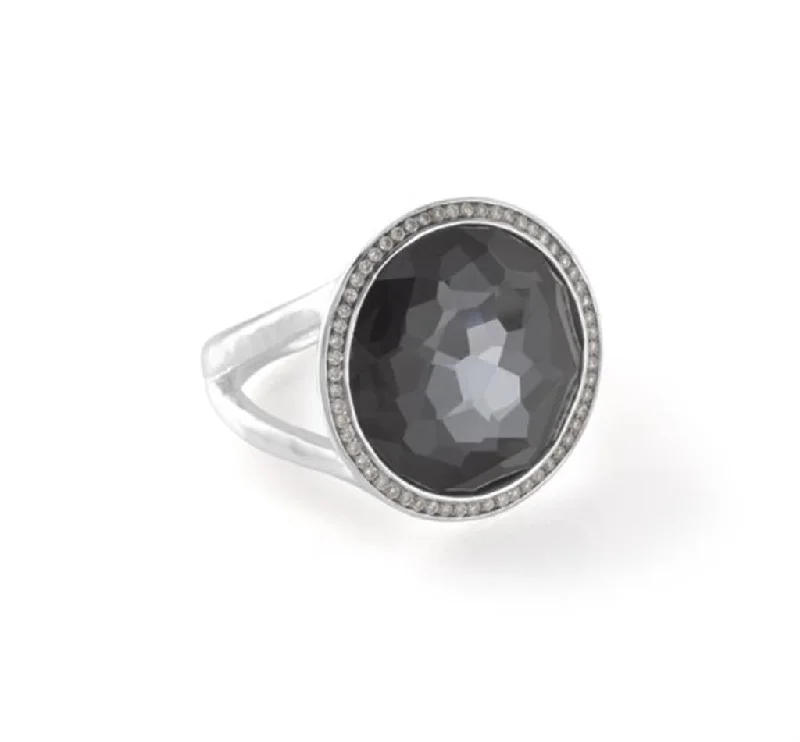 Ladies Rings for Hero Spark-Ippolita Sterling Silver Hematite and Diamond Medium Ring