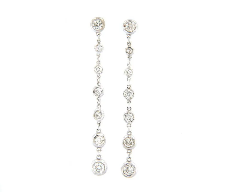 Ladies Earrings for Office Glow-New 1.55ctw Diamond Bezel Set Journey Dangle Earrings in 14K