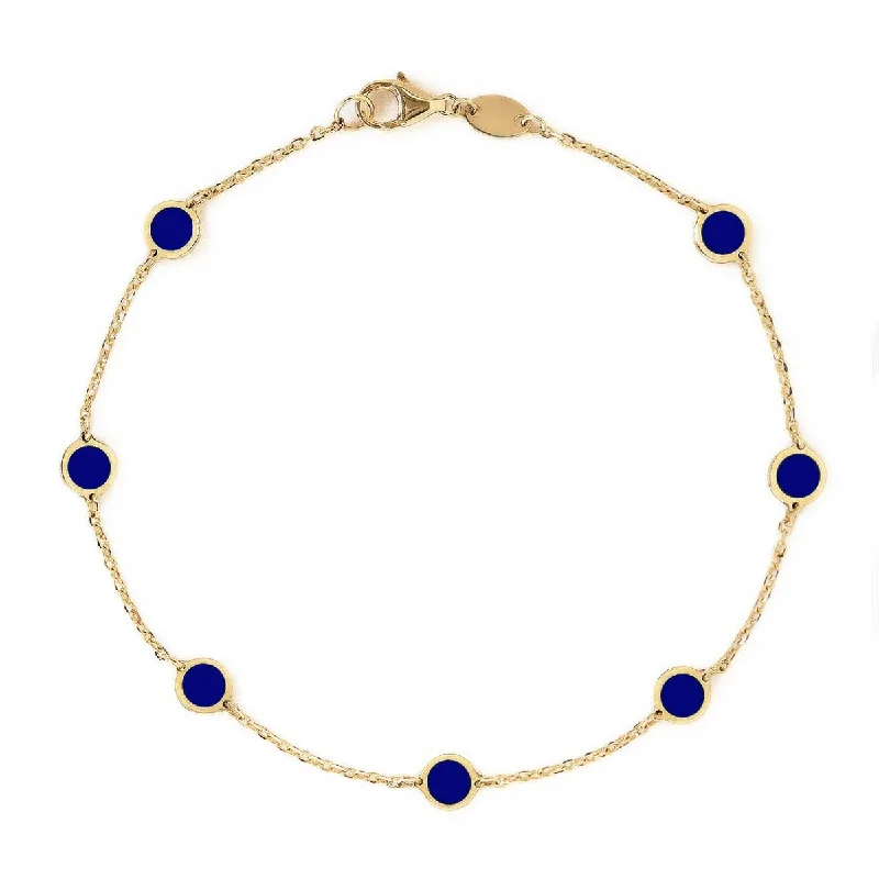 Ladies birthstone shine bracelets -Gemstone Circle Bracelet Lapis Lazuli