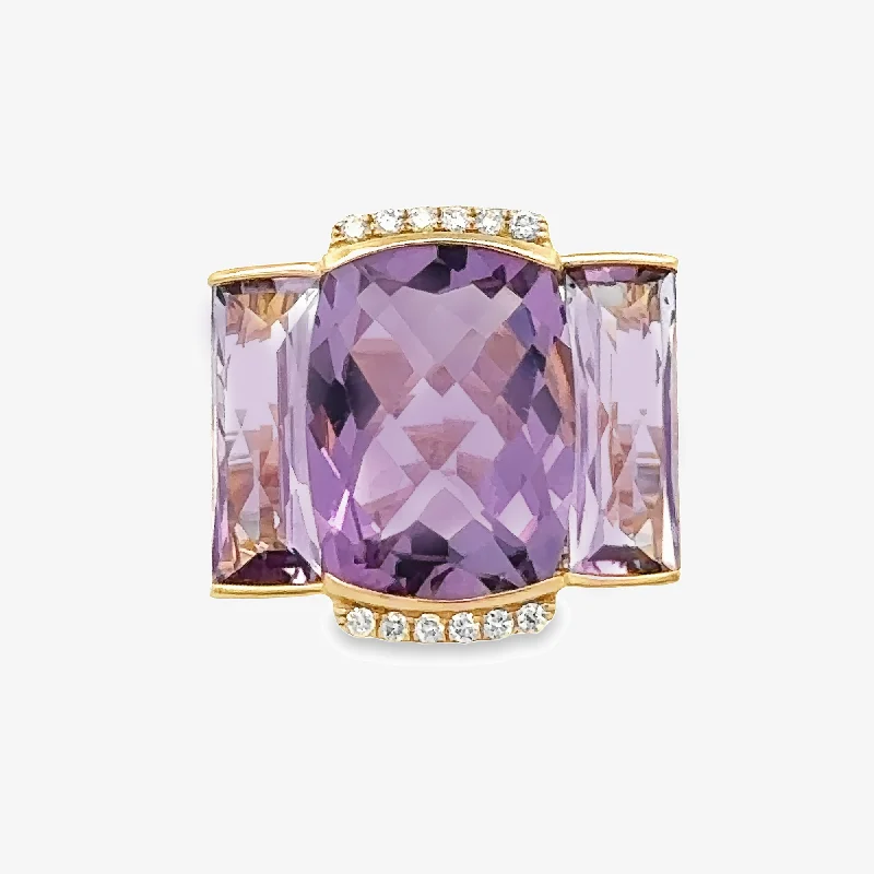 Ladies Rings for Special Spark-Pink Amethyst Briolette Collection Large Ring