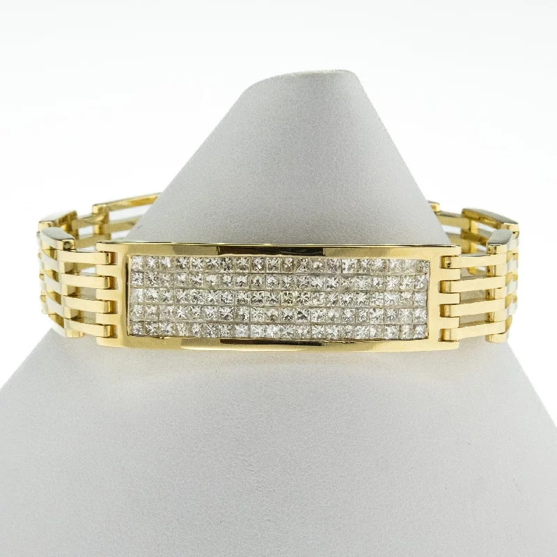 Ladies solid form bracelets -4.00ctw Multi Diamond Princess Cut 8" Bracelet in 18K Yellow Gold