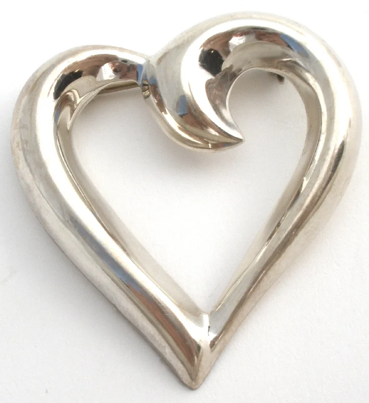 Ladies quirky spark brooches -Sterling Silver Heart Brooch Vintage