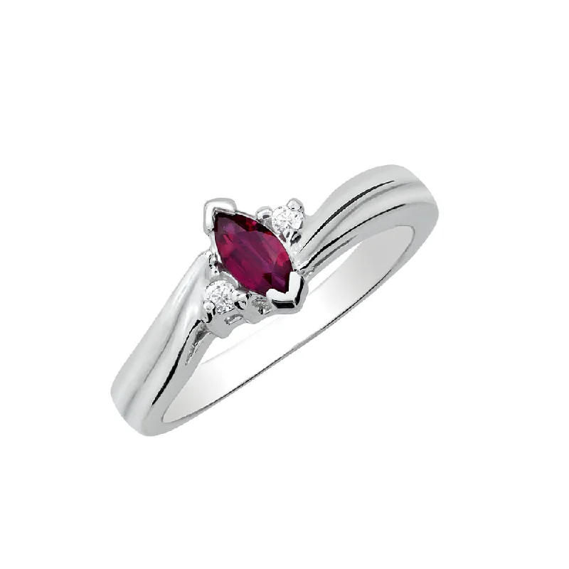 Ladies Rings Oval Spark-Sterling Silver Ruby and Diamond Ring HB04832RUSS