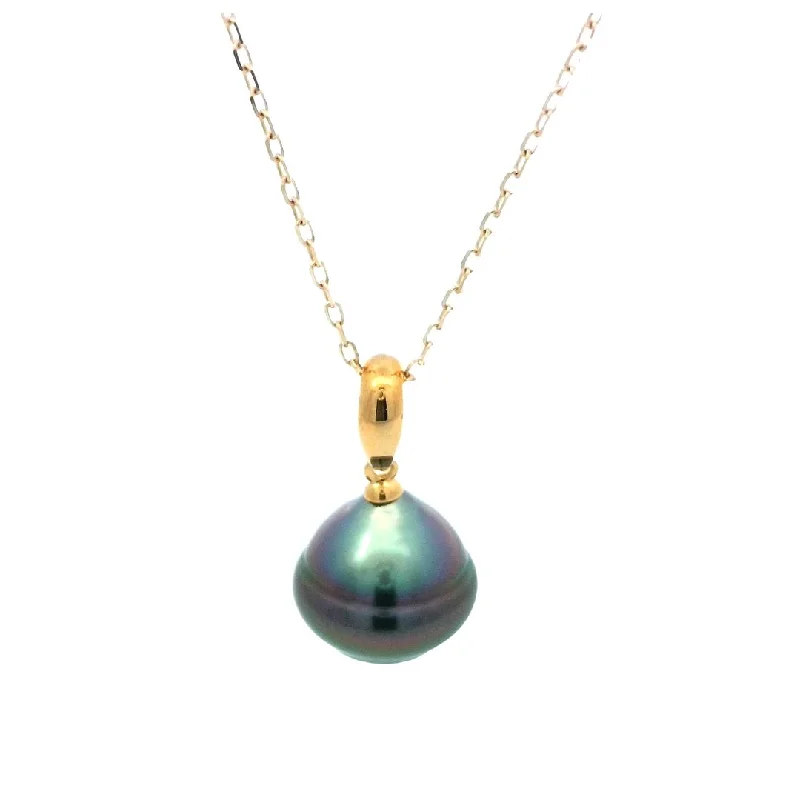 Ladies pure minimal necklaces -Baroque Cultured Tahitian Pearl Necklace in Yellow Gold