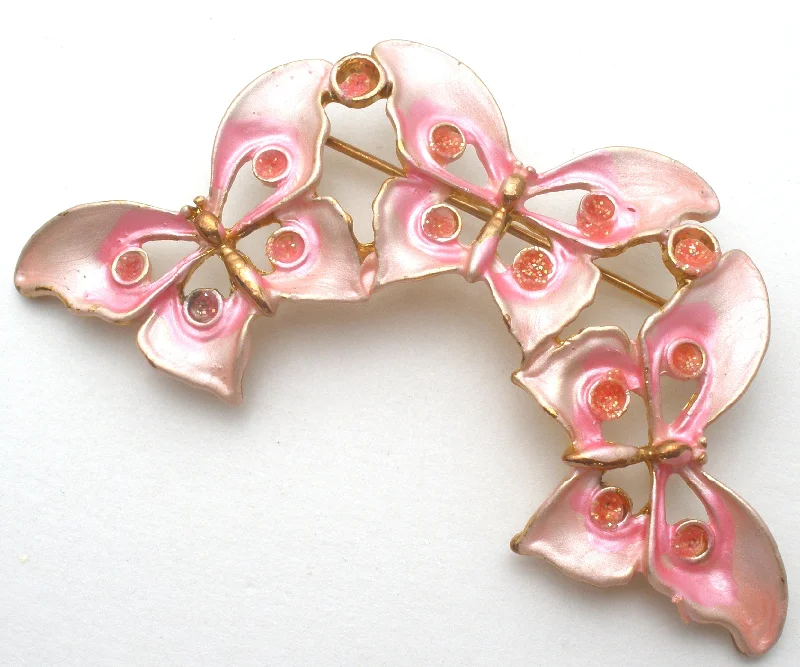 Ladies inspiring spark brooches -Pink Enamel Butterfly Brooch Pin Vintage