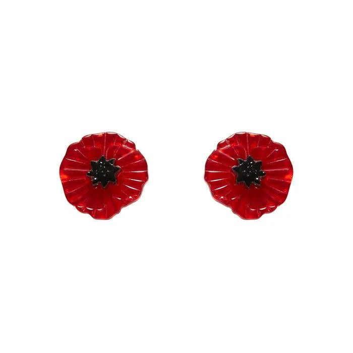 Ladies Earrings with Blue Glaucophane-Erstwilder - Poppy Field Stud Earrings (Red) - Poppies (2017)