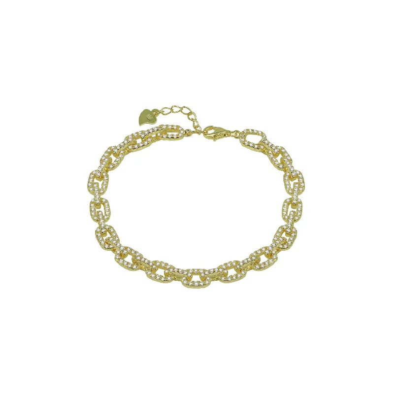 Ladies 22K gold shine bracelets -THE ICED OUT CABLE LINK BRACELET