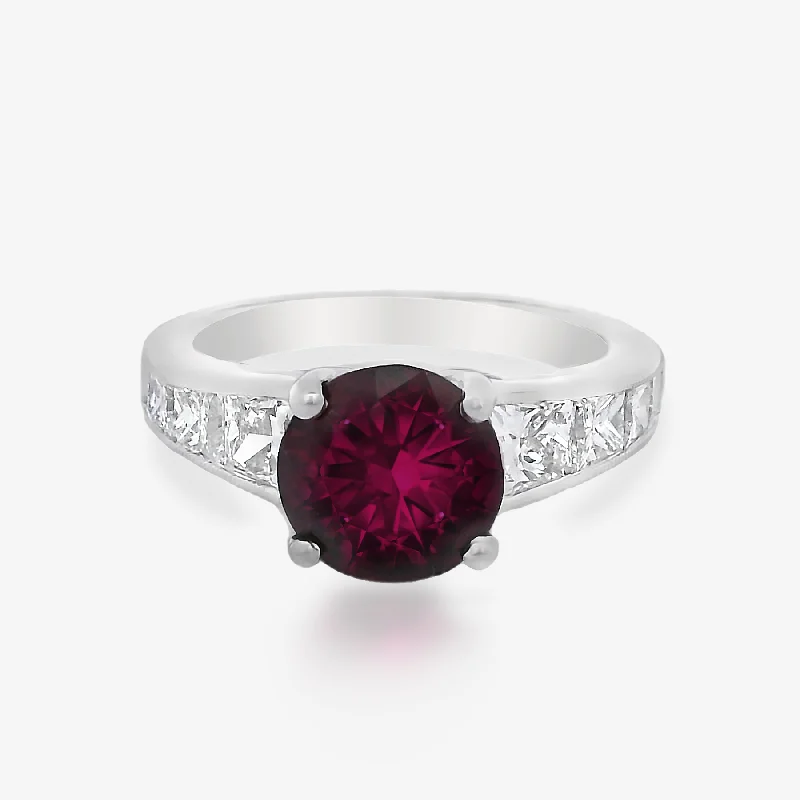 Ladies Rings with Mint Serpentine-2.13CT Round Ruby & Diamond Ring