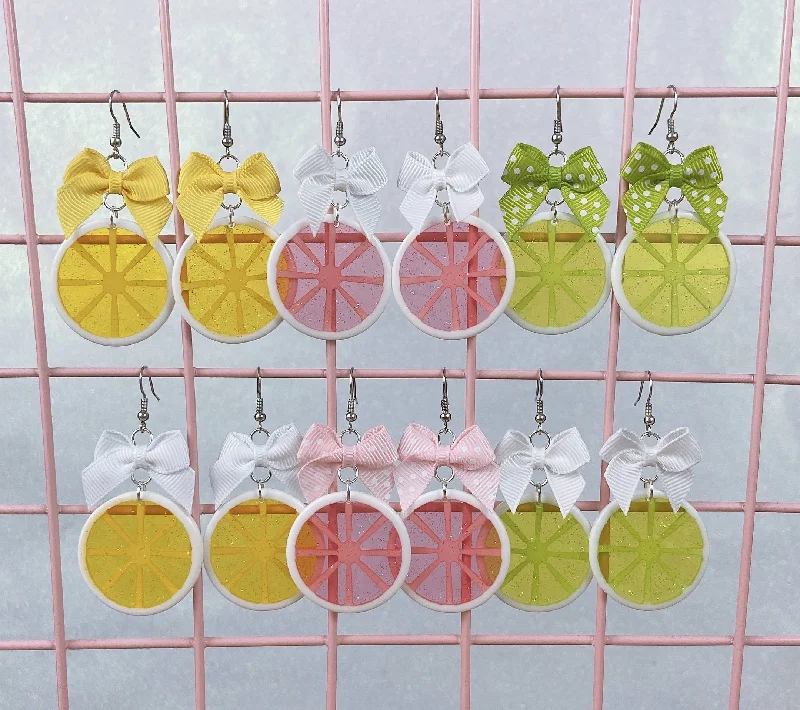 Ladies Earrings Polished Shine-Citrus Slice Earrings (6 Colors)