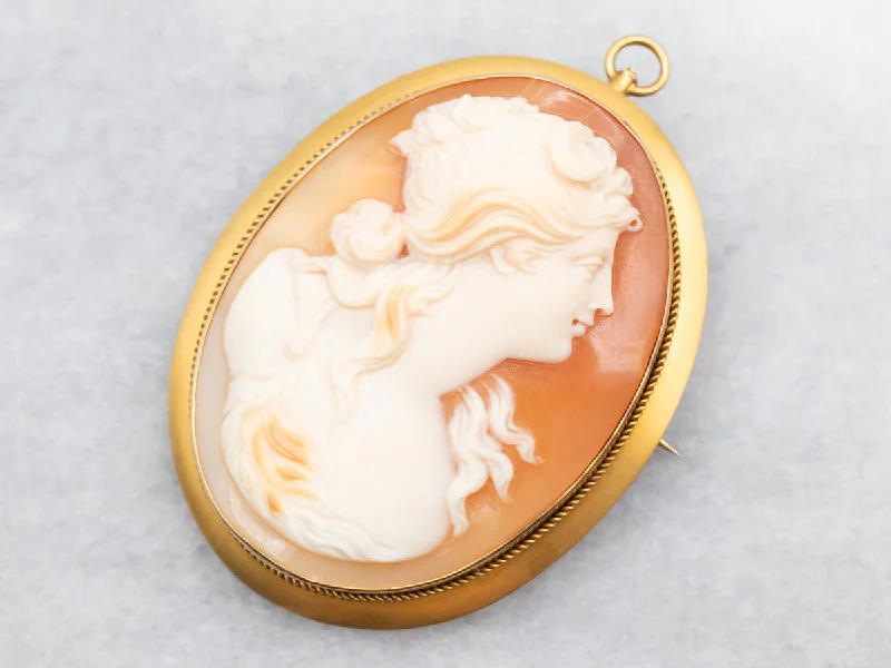 Ladies ornate floral brooches -Yellow Gold Cameo Brooch or Pendant