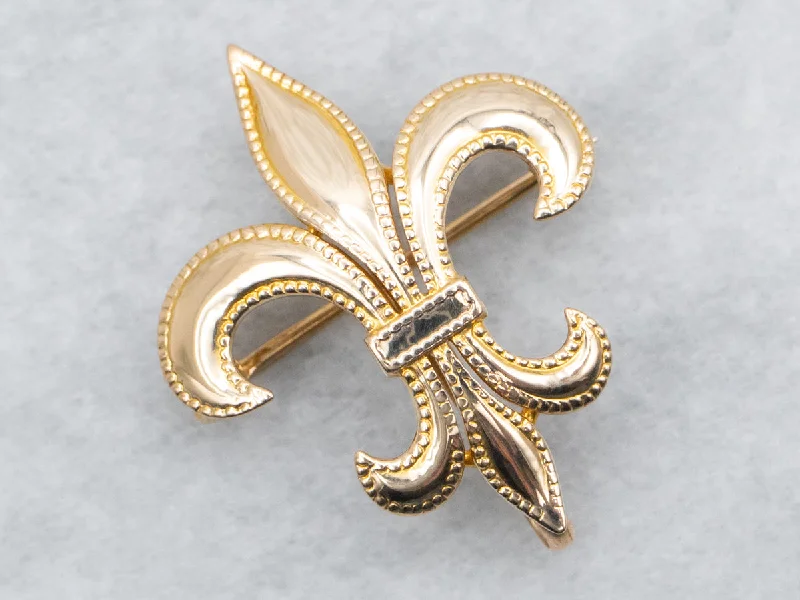 Ladies dreamy spark brooches -Fleur de Lis Brooch with Milgrain Edge