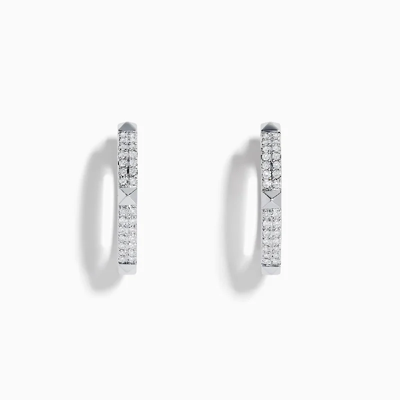 Ladies Earrings with Coral Kornerupine-Pave Classica 14K White Gold Diamond Hoop Earrings