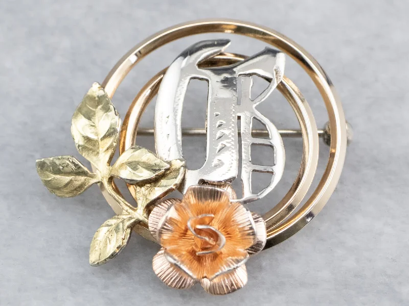 Ladies luxurious gleam brooches -Monogram "G" Rose Brooch