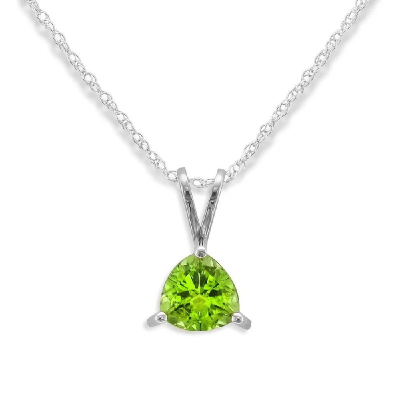 Ladies intricate layered necklaces -14KT WHITE GOLD 1.30 CT TRILLION CUT PERIDOT NECKLACE