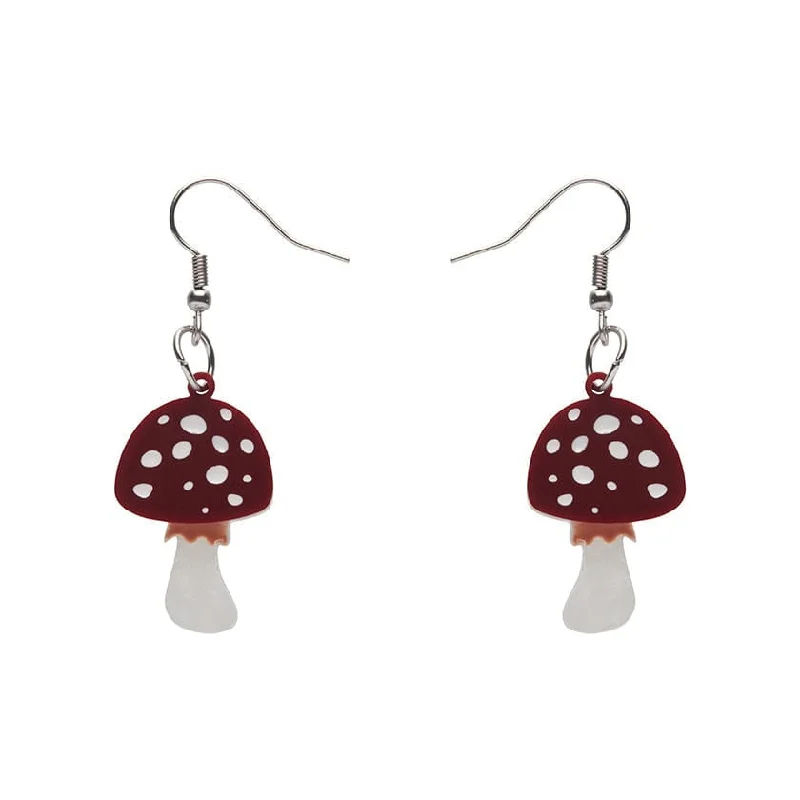 Ladies Earrings for Travel Shine-Erstwilder - Twinning Toadstools Drop Earrings - Fan Favorites Mushrooms (2022)