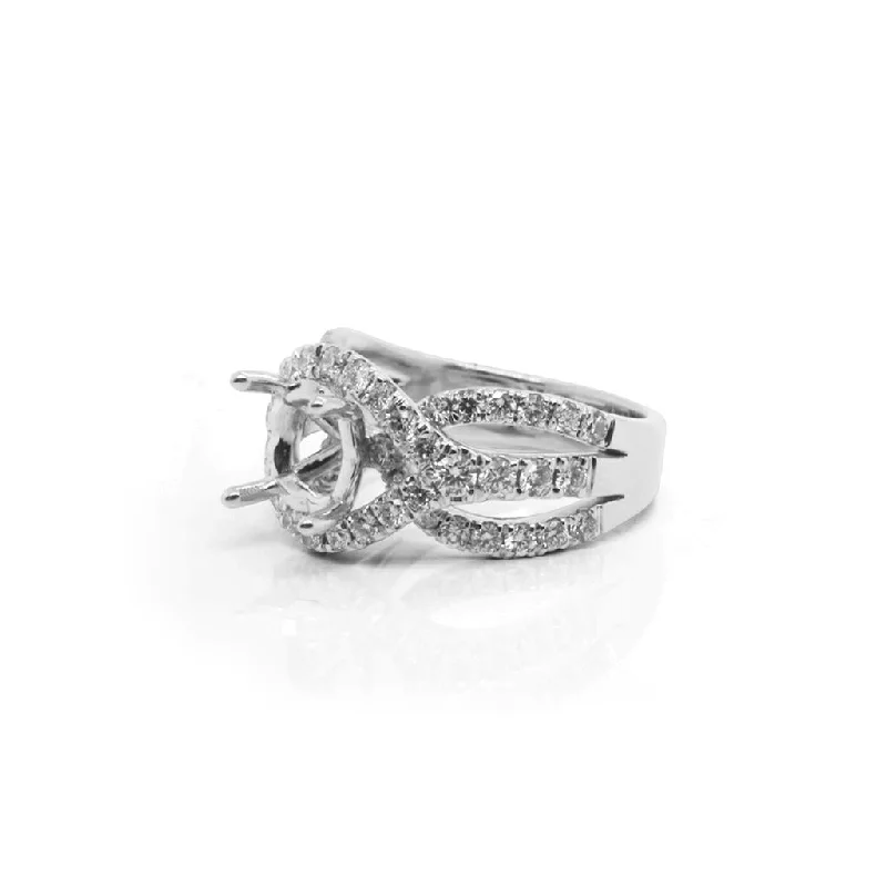 Ladies Rings for Casual Glow-14k White Gold Semi-Mount Ring - 1.44ctw