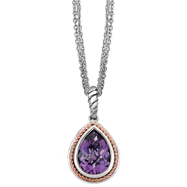 Ladies serene amethyst necklaces -Ladies Fashion Gemstone Necklace