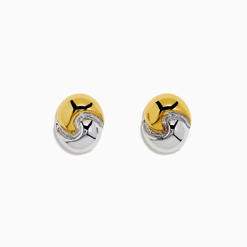 Ladies Earrings with Crown Glow-14K Yellow and White Gold Ying Yang Stud Earrings