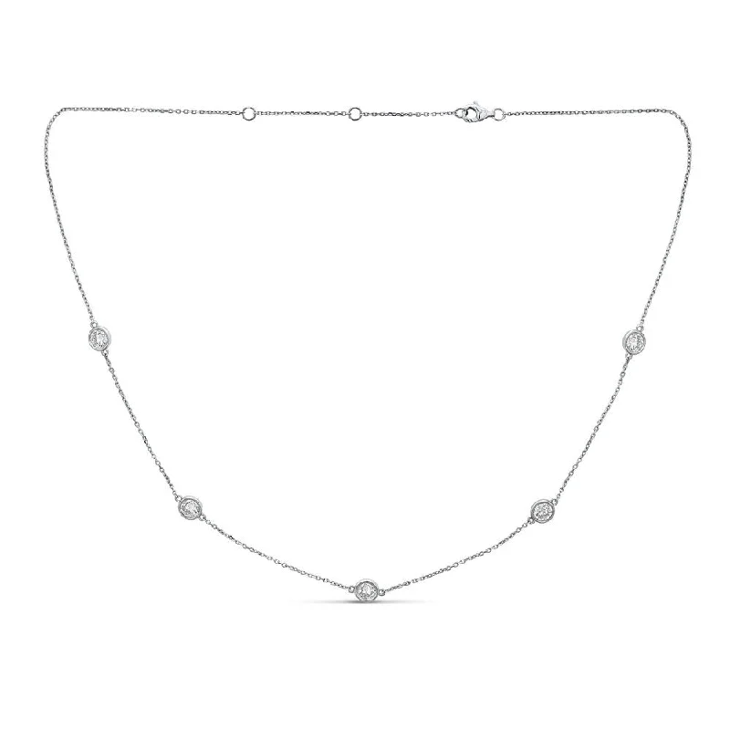 Ladies Valentine’s glow necklaces -14KT 2.00CT ROUND DIAMONDS BY THE YARD NECKLACE 18"-2 COLORS